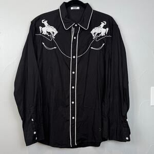Coofandy Men’s XL Western Cowboy Shirt Black Embroidered Rodeo Style